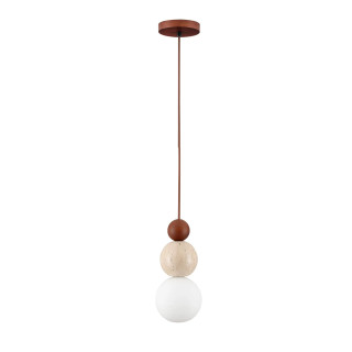 LUCES MARIS Pendant Light with 3 Glass Globes, Travertine, Wood LED G9