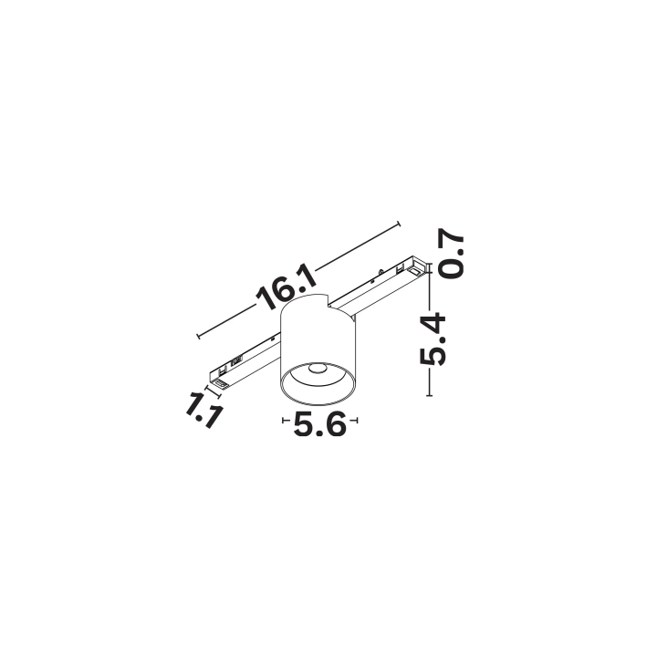 LUCES MINIMAL A30 7W LED tube white/black for 48V surface-mounted tracks