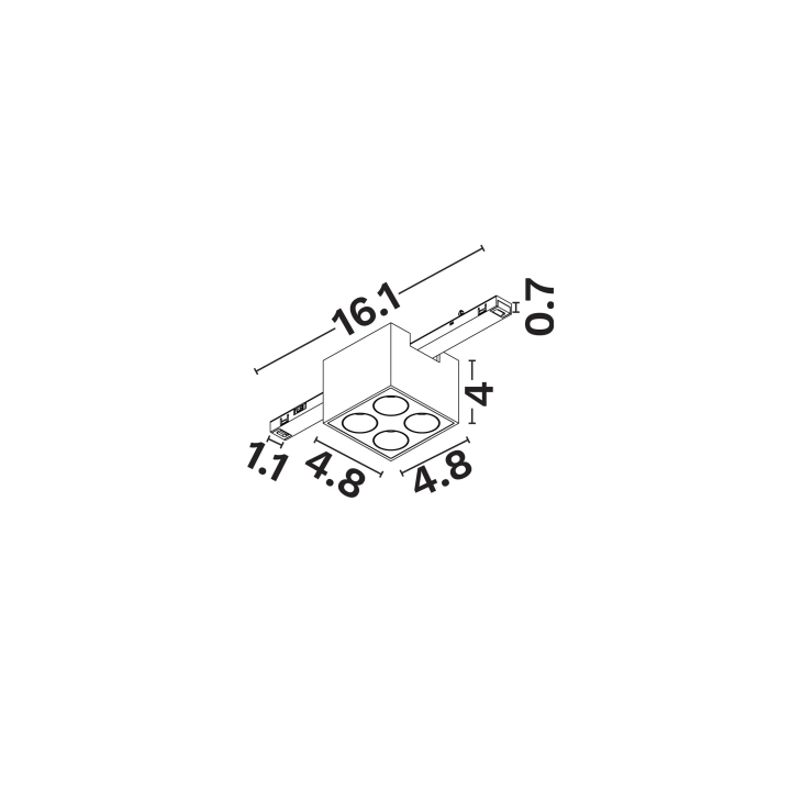 LUCES MINIMAL A30 lampa LED 7W do szyn natynkowych kwadratowa 48V