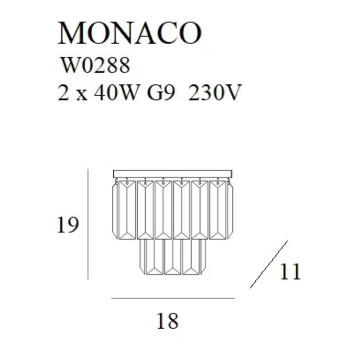MAXlight MONACO W0288 kinkiet w kolorze złotym, szklane kryształy