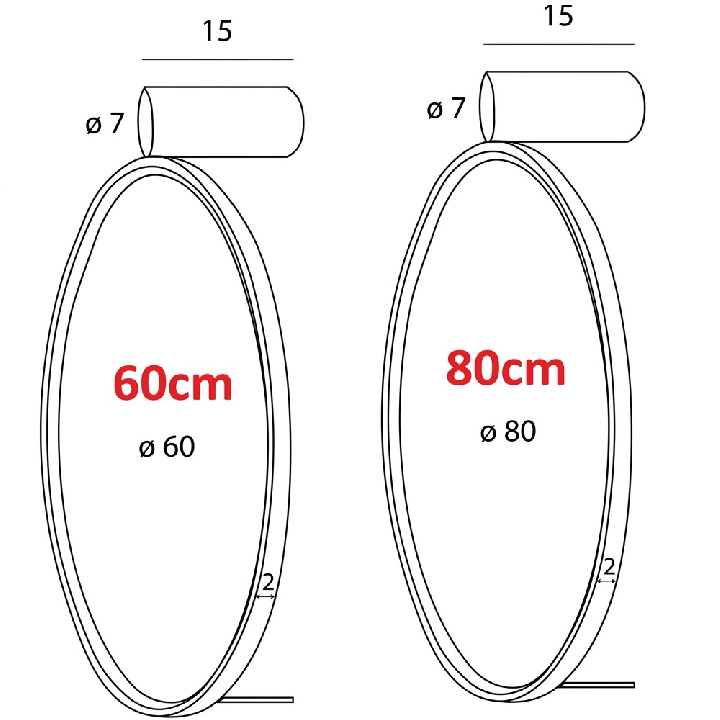 MAXlight Visual W0434/5/6/7 kinkiet LED &Oslash;60/80cm IP44 biały lub czarny