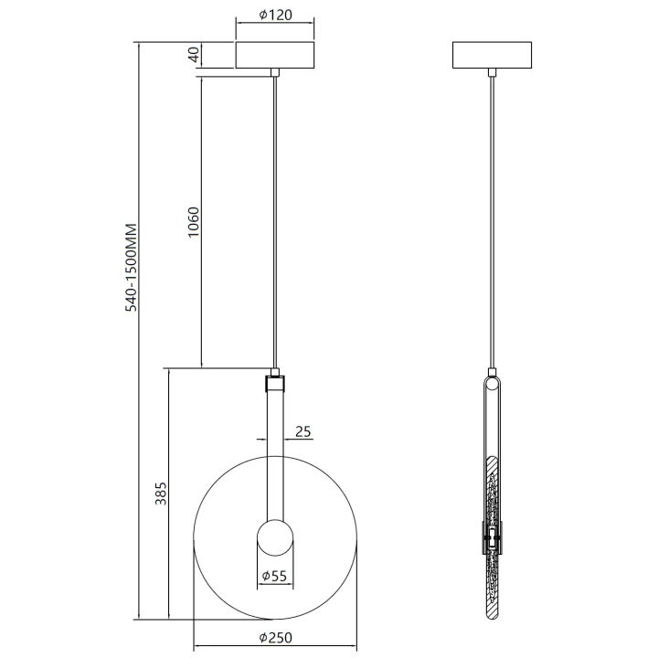 MAXlight GOLDI P0690 lampa wisząca LED 5W złota, szklane koło 25cm