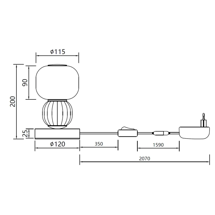 Maxlight Modern T0071/2 lampa stołowa LED 7W 3000K ceramika i szkło