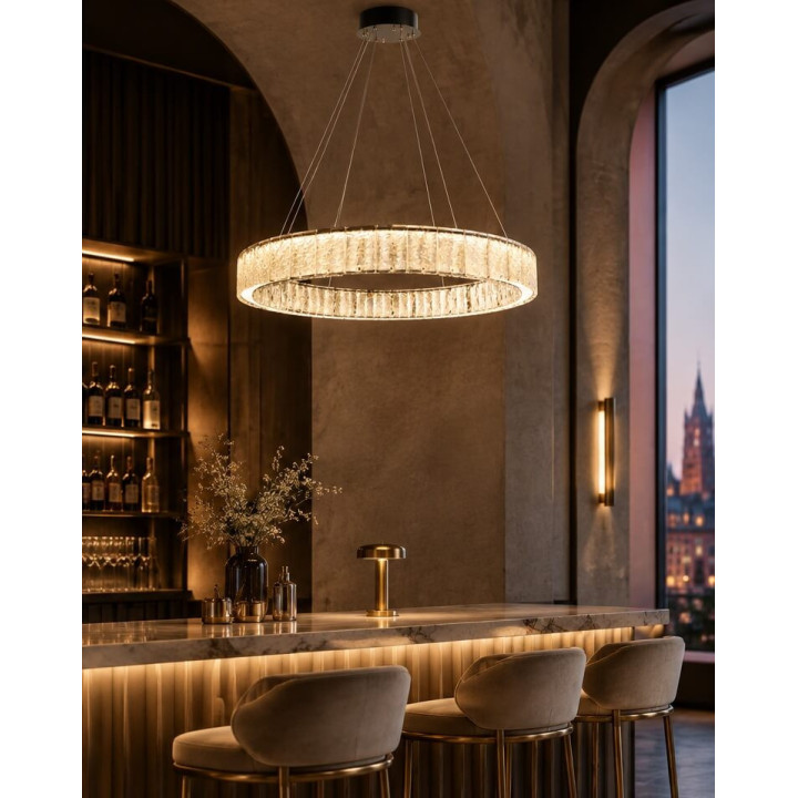 MAXLIGHT Savoy P0695/6 glass LED pendant lamp 3000K satin nickel