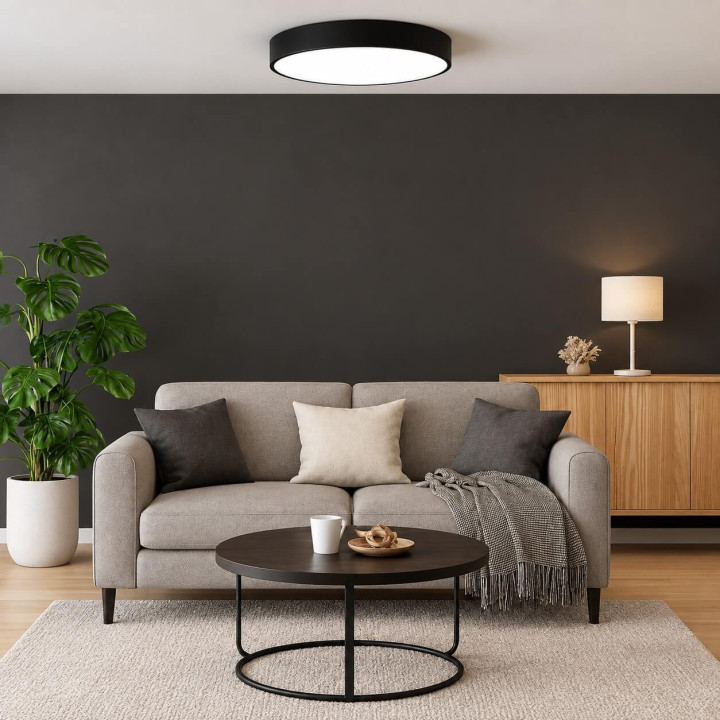 SLED ACOLA Round LED Ceiling Light CCT 3000K&ndash;6000K white, black 80cm DALI