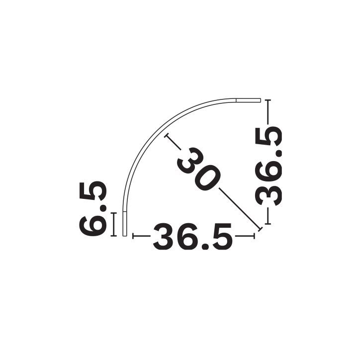 LUCES MINIMAL Curved-D60-90 surface-mounted curved track 36.5 cm black
