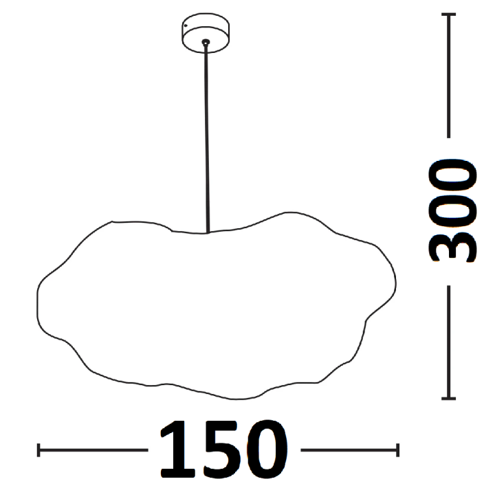 LUCES CLOUD 150cm cloud pendant lamp, 8xE27, elegant cotton design