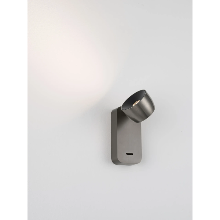 LUCES VIRE adjustable 6W LED wall lamp with reading switch, grey