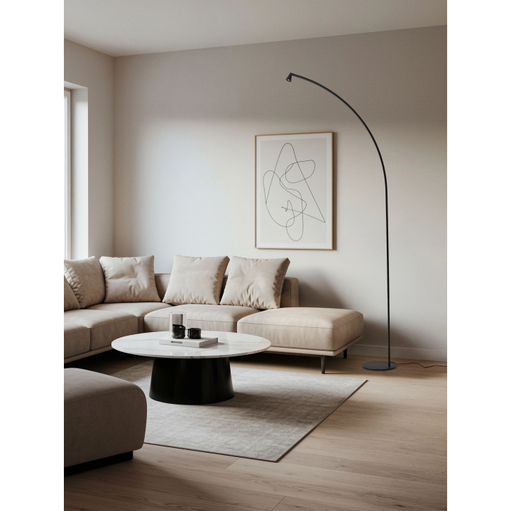 LUCES RIVO LED floor lamp, 9W, 3000K, black, 251 cm, dimmable