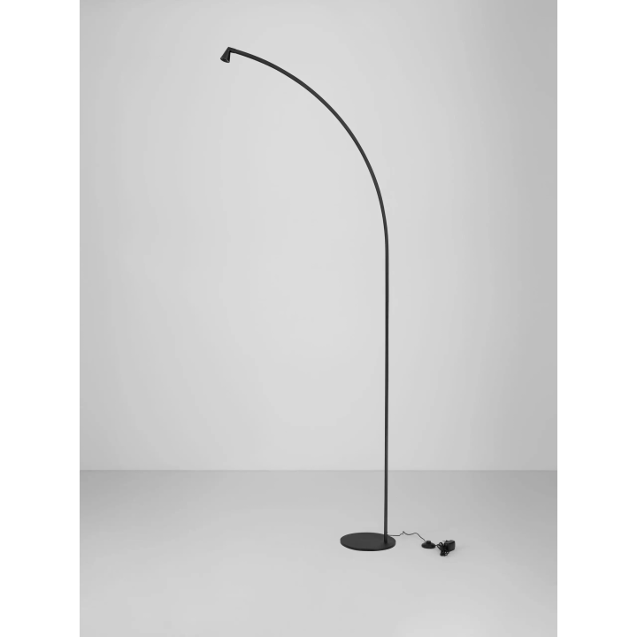 LUCES RIVO LED floor lamp, 9W, 3000K, black, 251 cm, dimmable