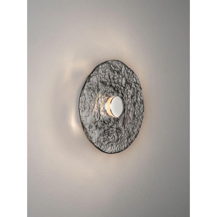 LUCES DELION okrągły szklany kinkiet LED 20cm 5W 3000K chrom