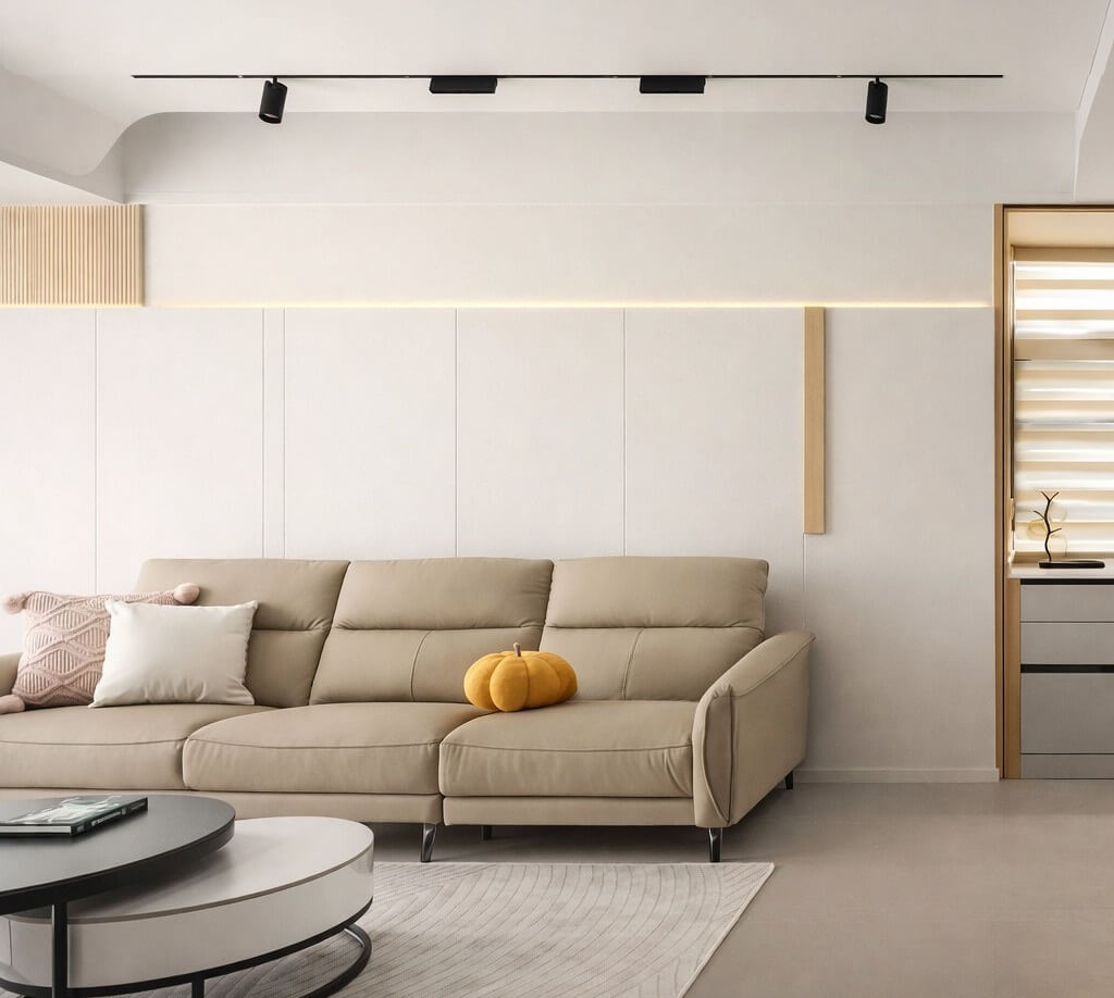 czarna szyna magnetyczna podtynkowa 5mm w salonie