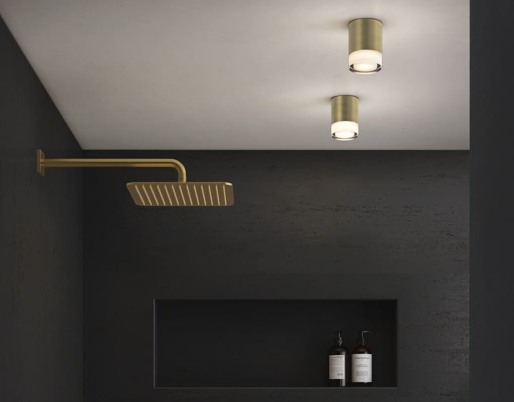 IP65 surface-mounted bathroom luminaires for shower areas