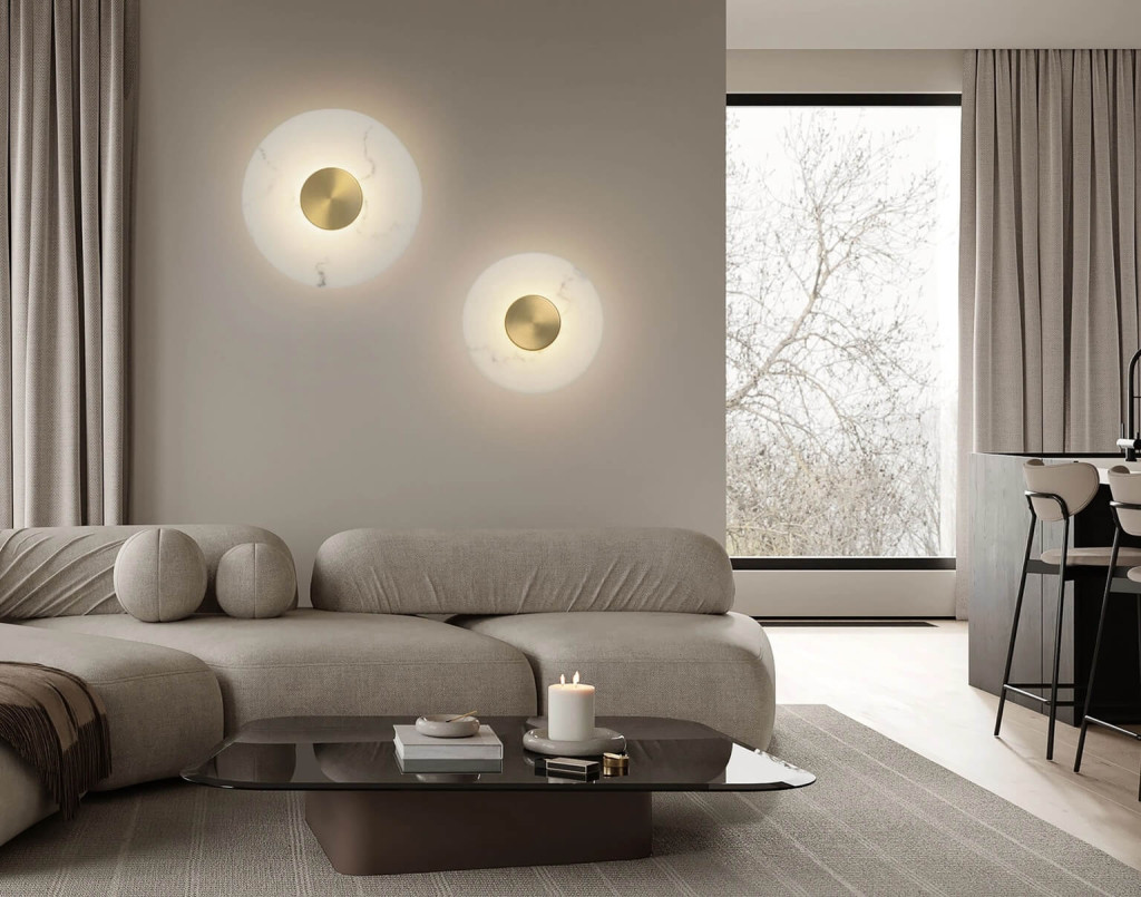 Large round alabaster LED lights