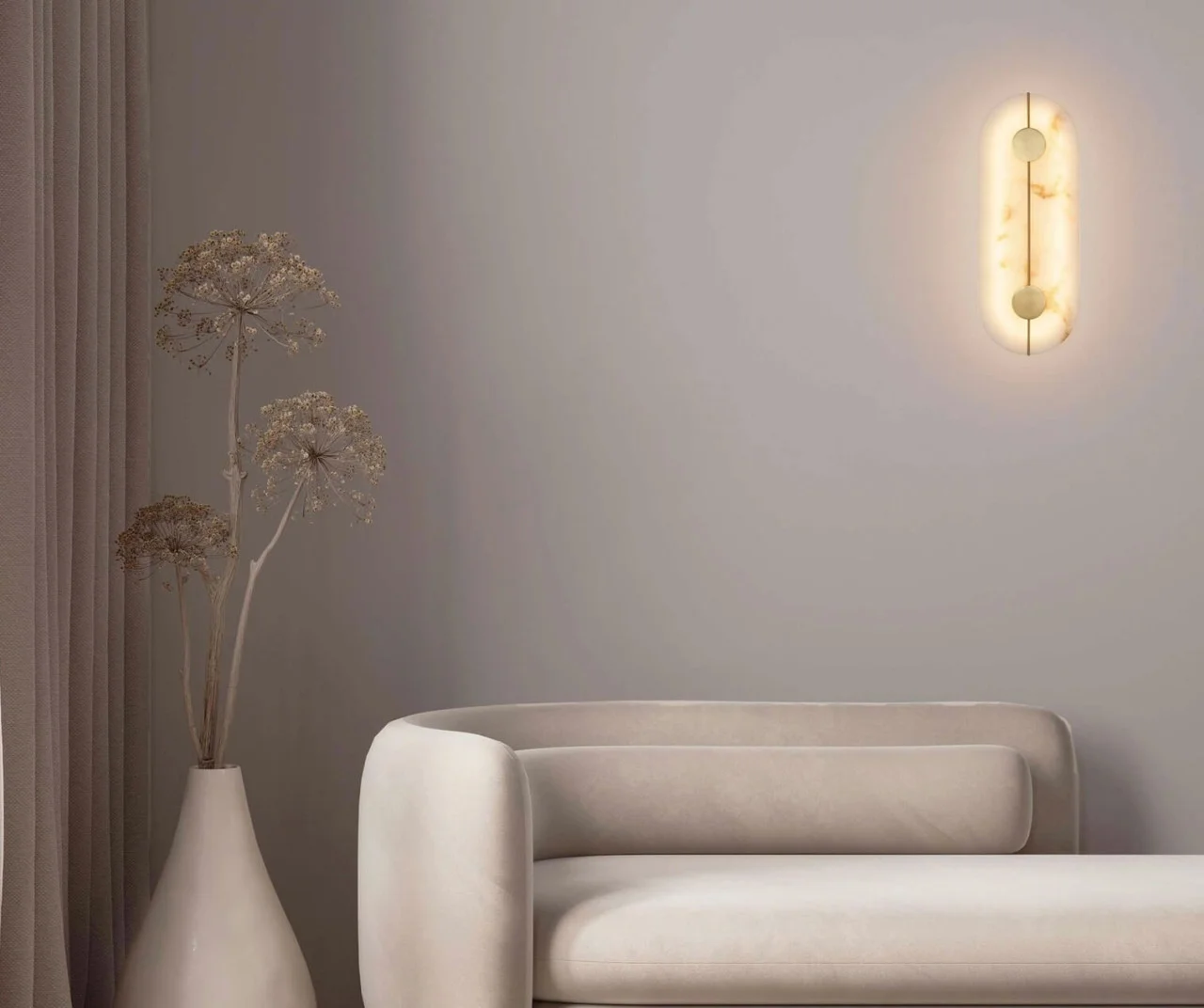 Elongated alabaster-effect LED wall light for elegant interiors