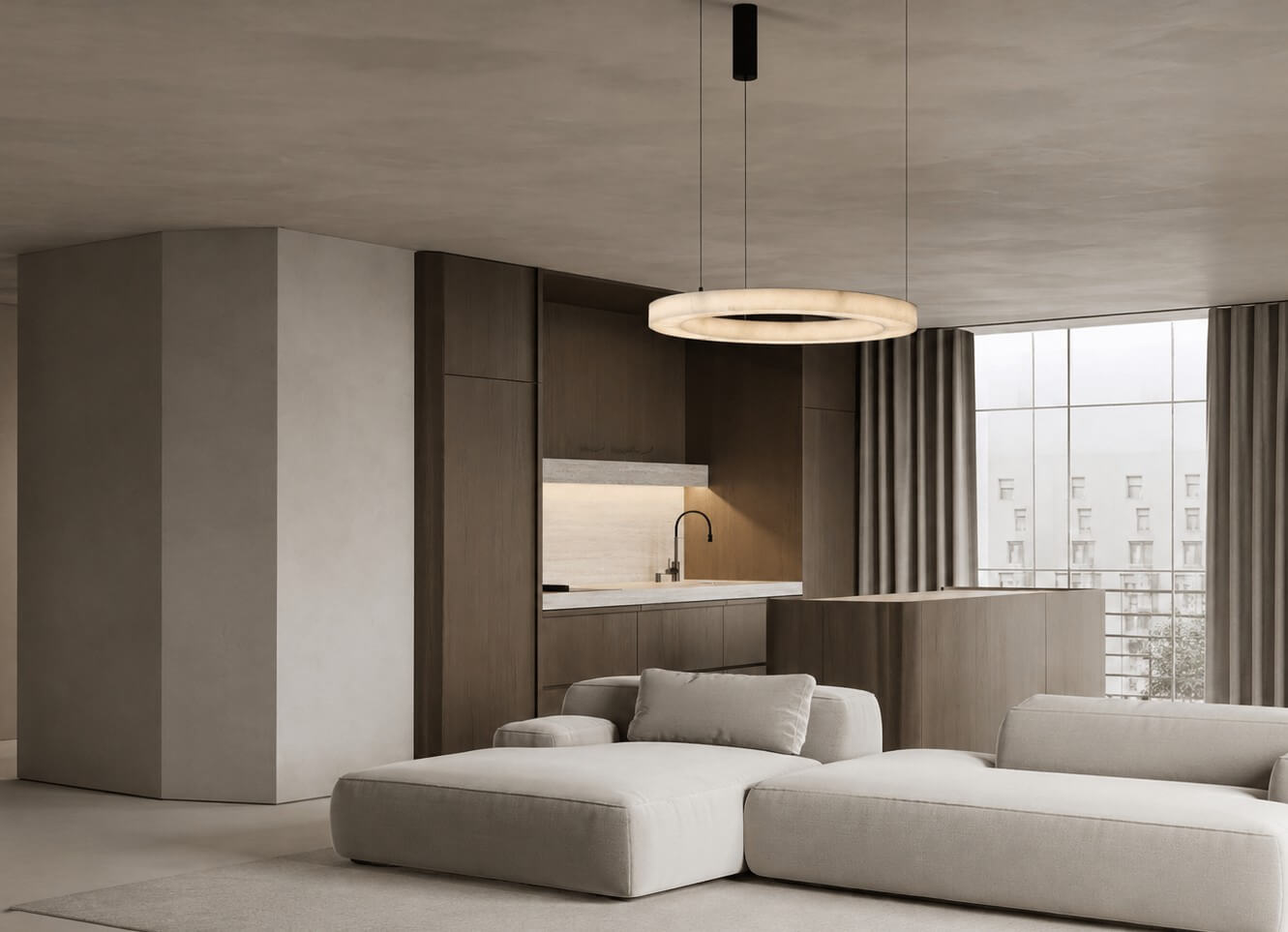 lampa okrągła ring pierścień z alabastru