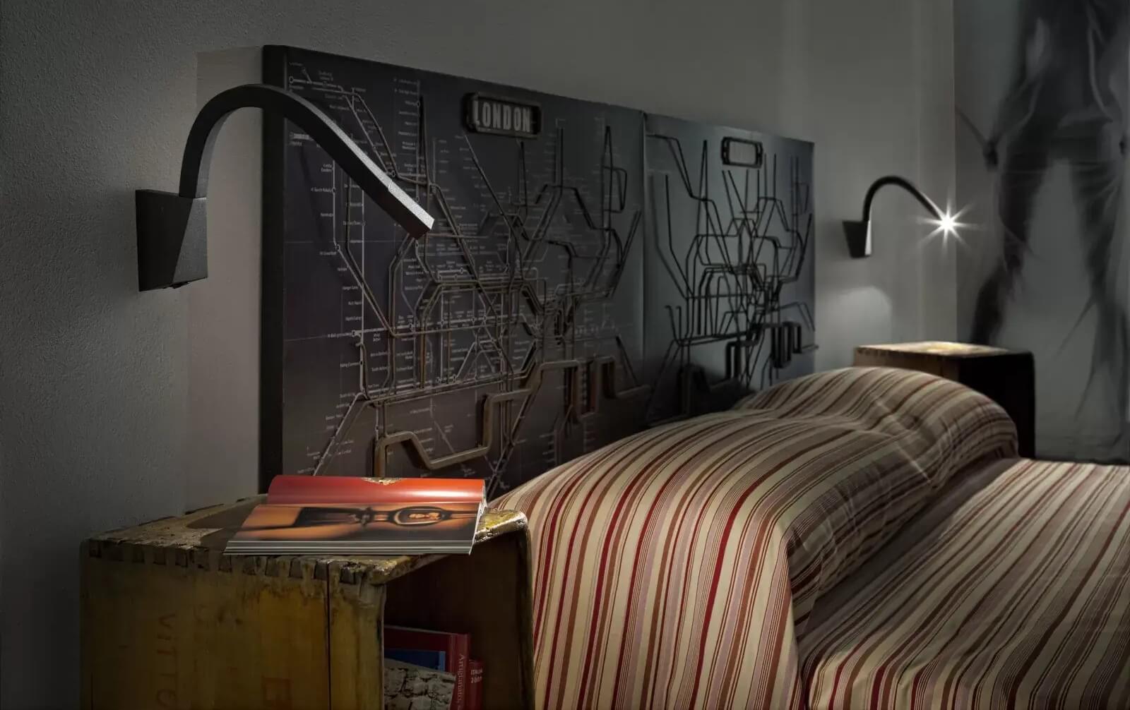 Adjustable Black LED Bedside Reading Wall Light