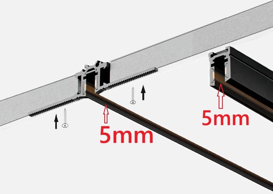 montaż natynkowy i podtynkowy szyny magnetycznej 5mm