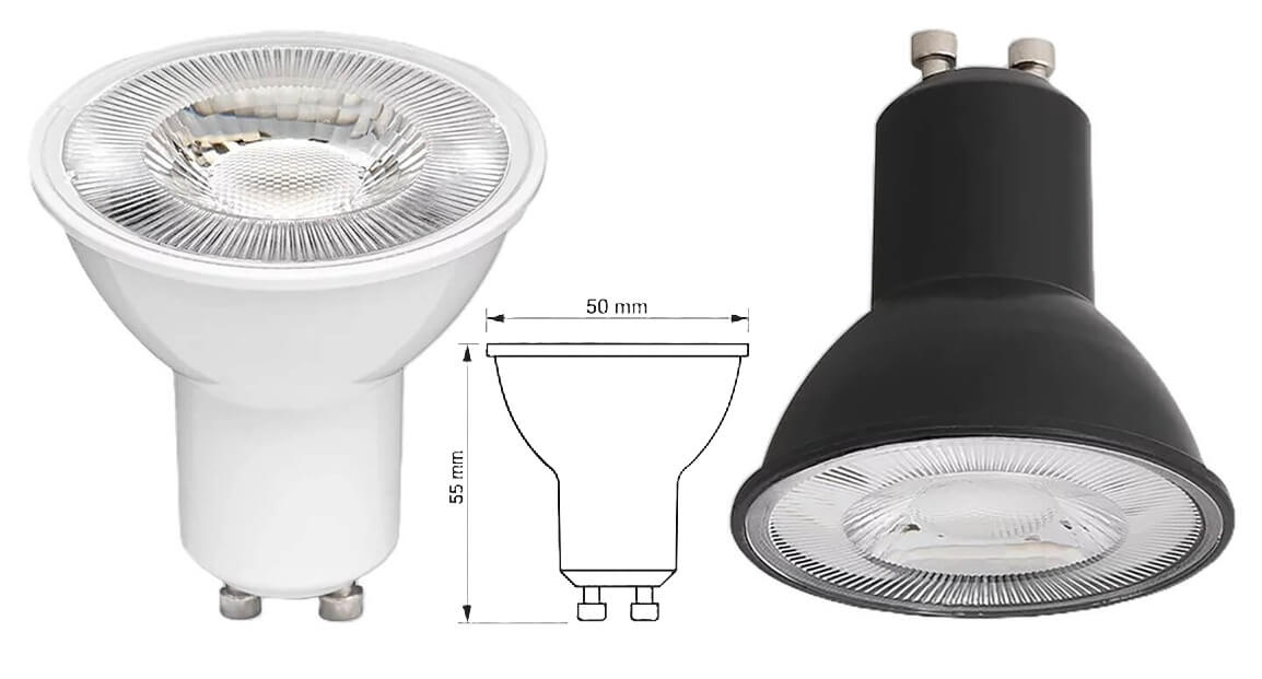 żarówka LED GU10 biała, czarna