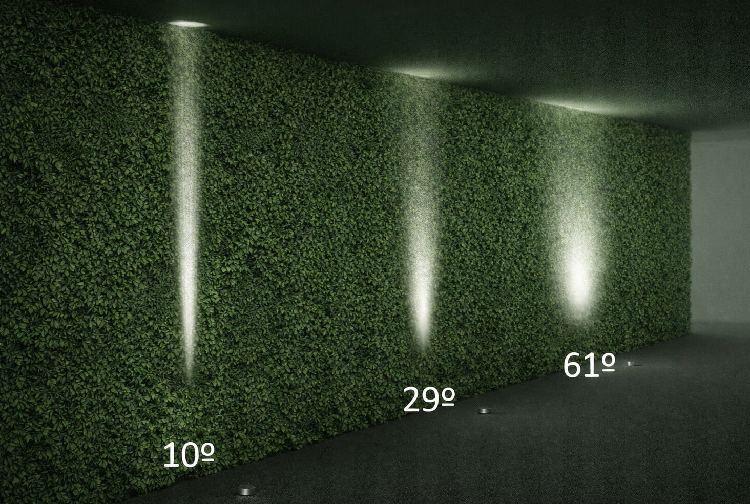 kąt świecenia reflektora zewnętrznego – spot, średnia wiązka i szeroka wiązka