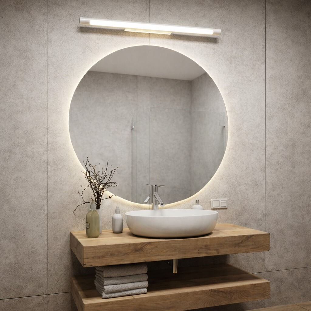 white LED bathroom wall lamp above the mirror IP44