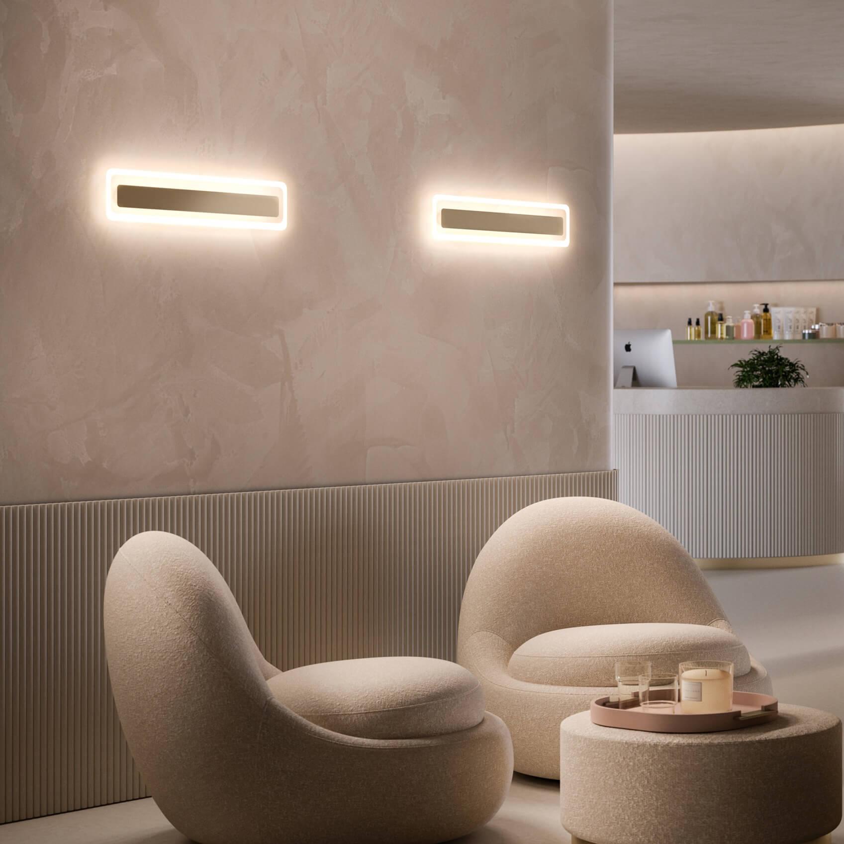 long LED wall lamp in the living room