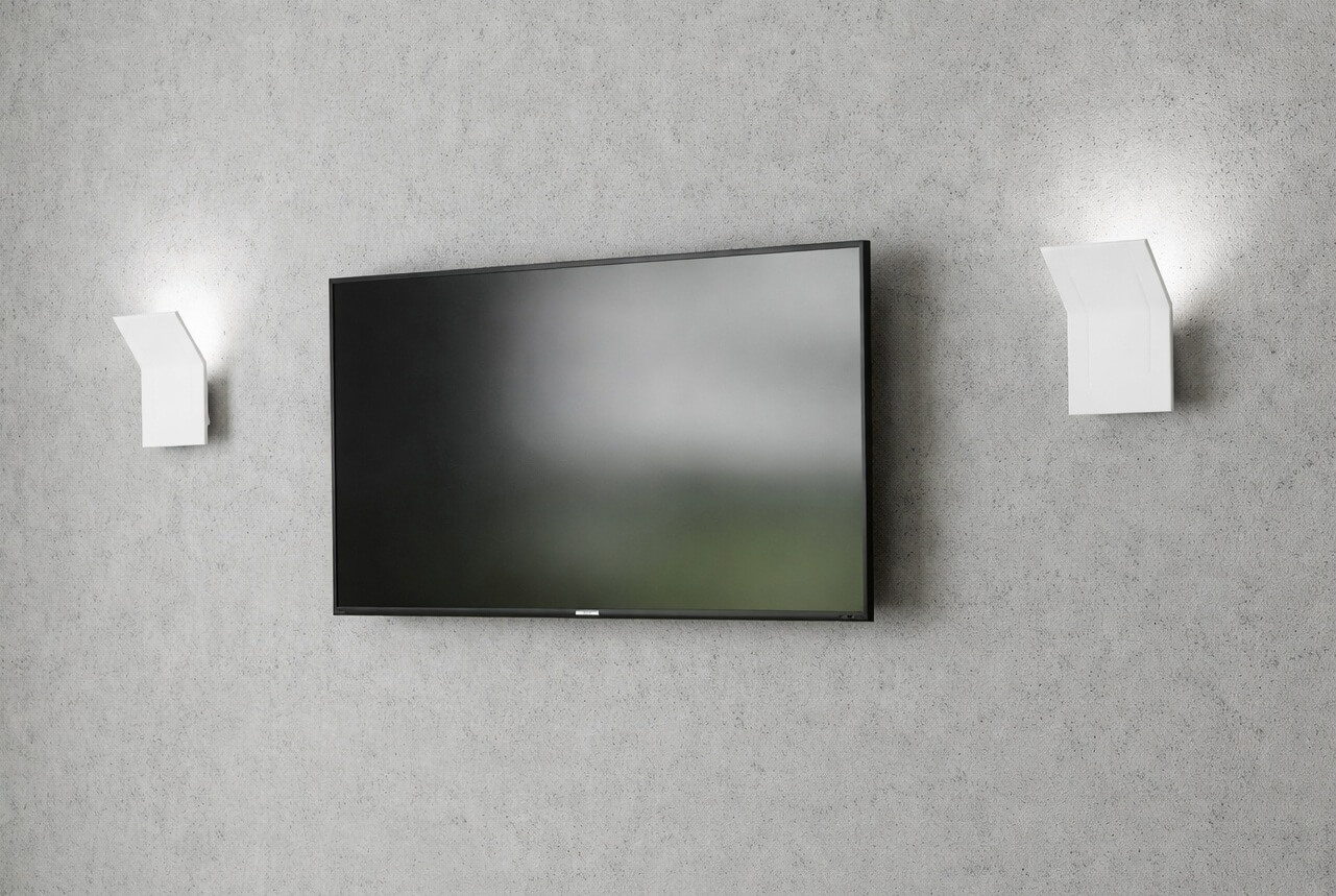 LED wall sconces next to the TV in the living room – backlighting