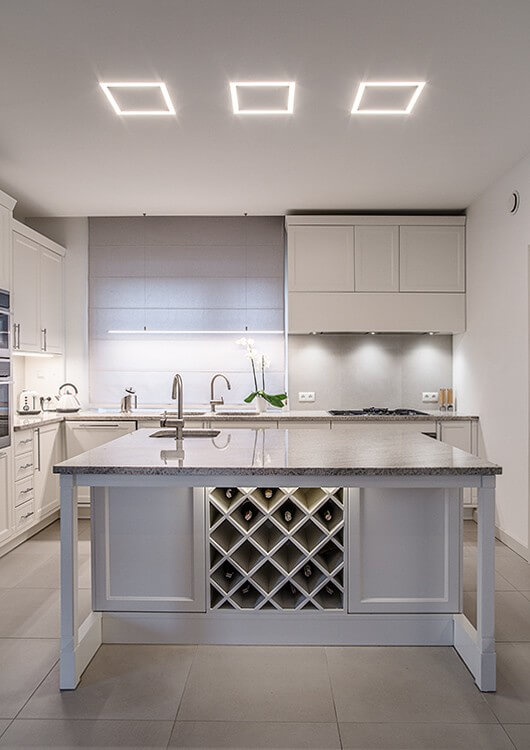 Modern ceiling lighting in the kitchen 