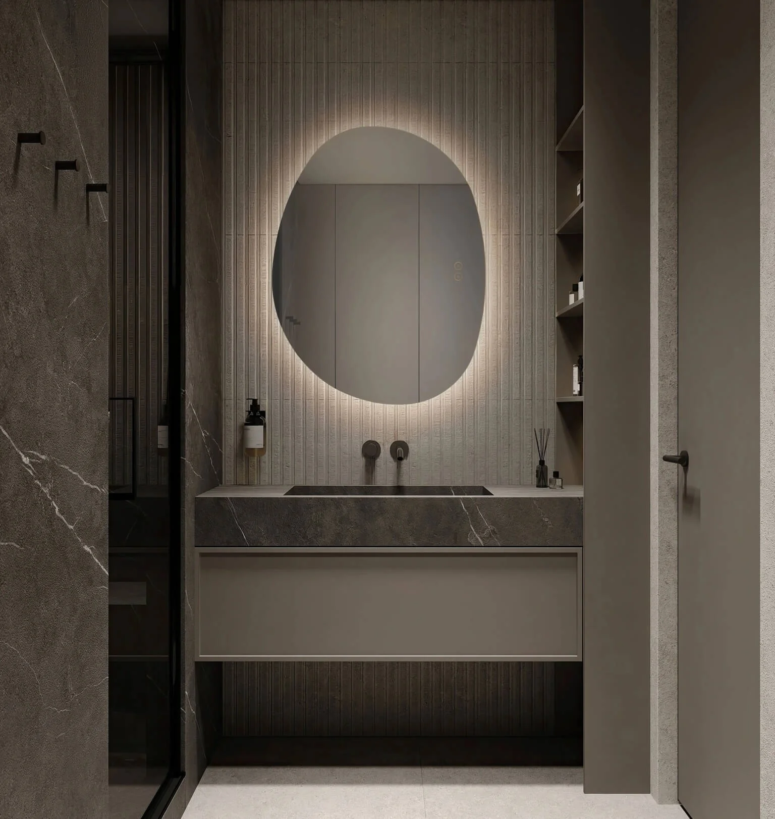 Mirror with decorative LED backlighting