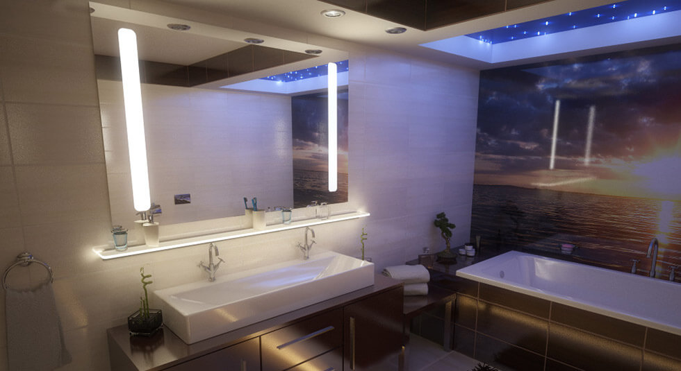 LED illuminated bathroom mirror