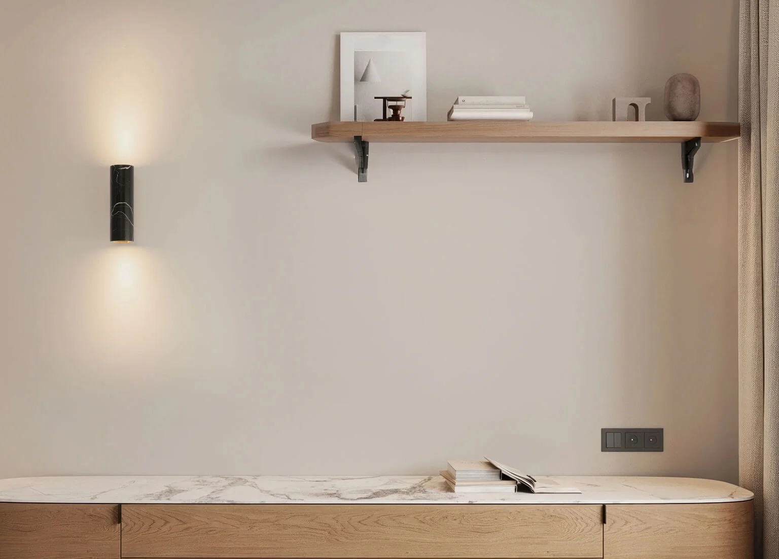 Black marble LED wall light