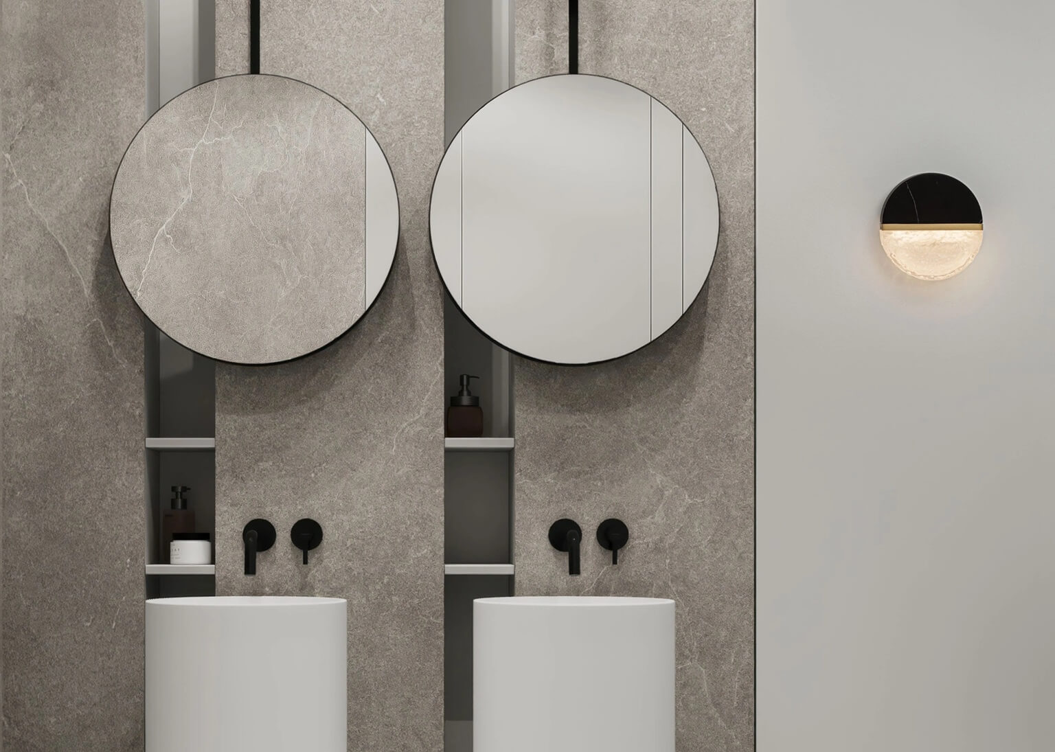 Black marble LED wall light