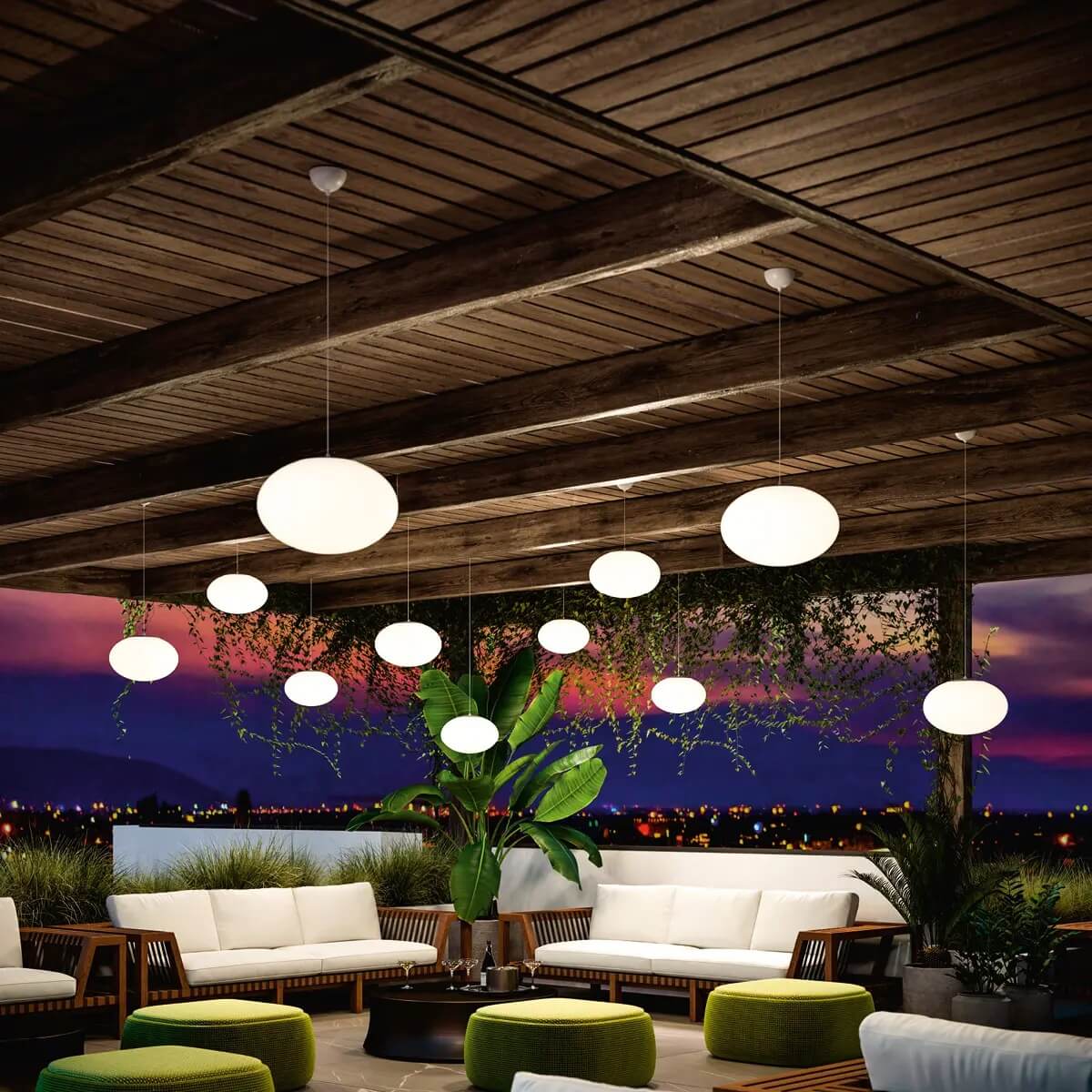 outdoor pendant lights for the patio – warm white