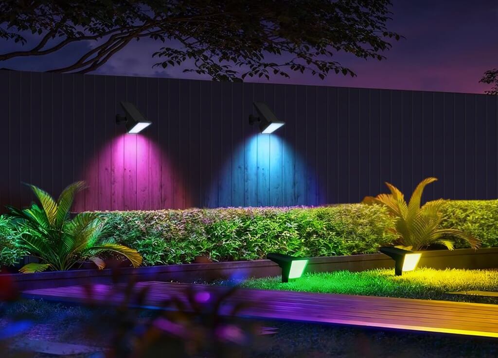 RGB garden lights allow you to control and change the colour of outdoor lighting.