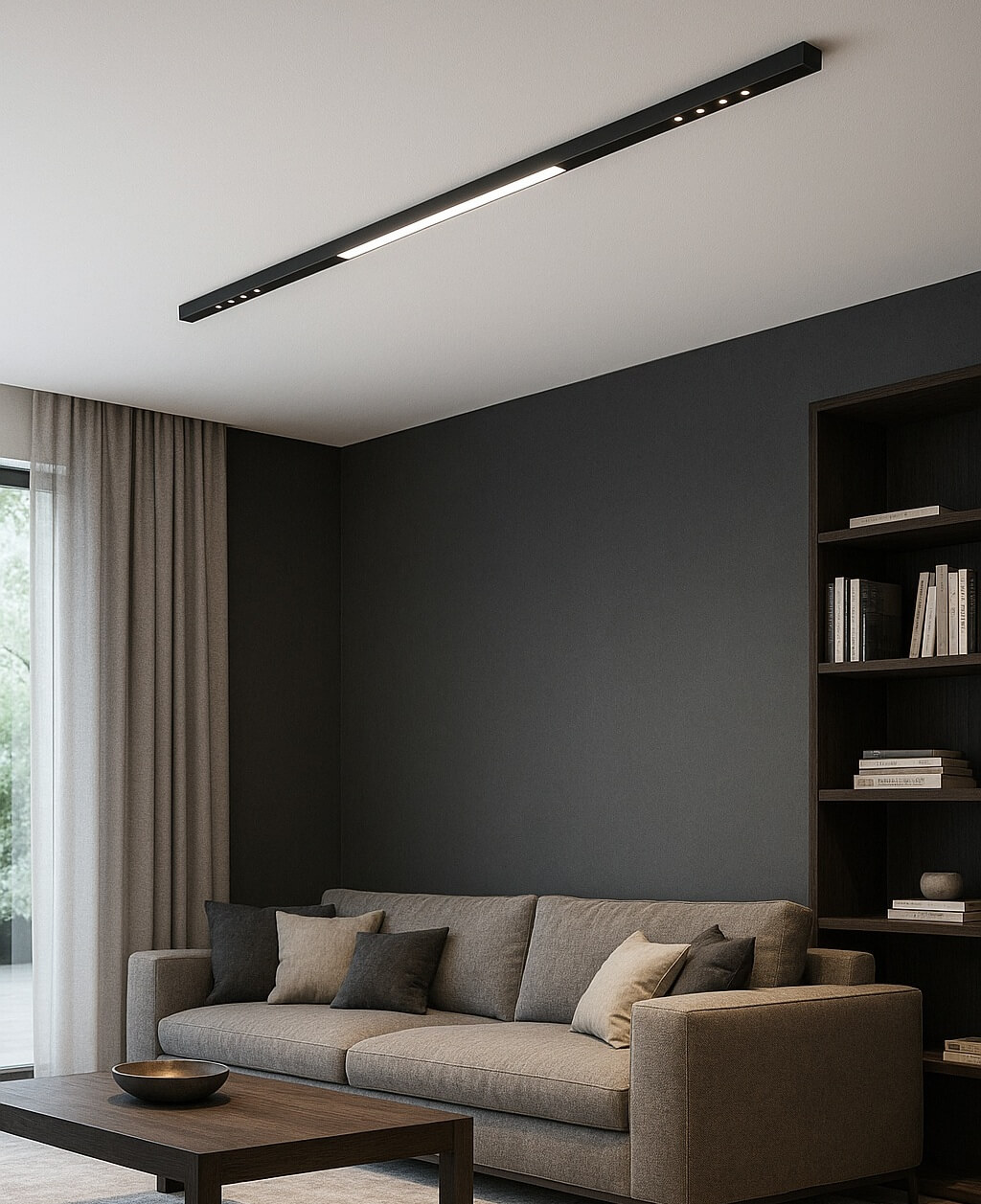 plafon sufitowy led w pokoju