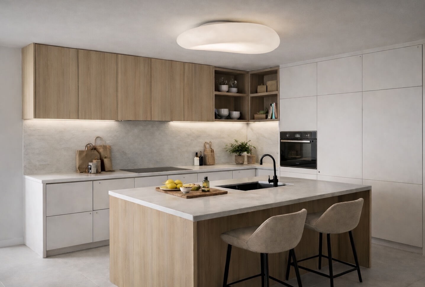 modern white LED ceiling lamp for the kitchen