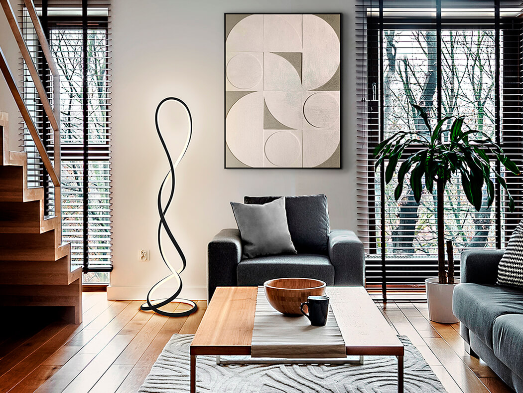 nowoczesna lampa podłogowa LED do salonu