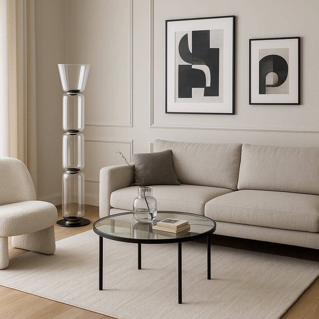 designer glass LED floor lamp