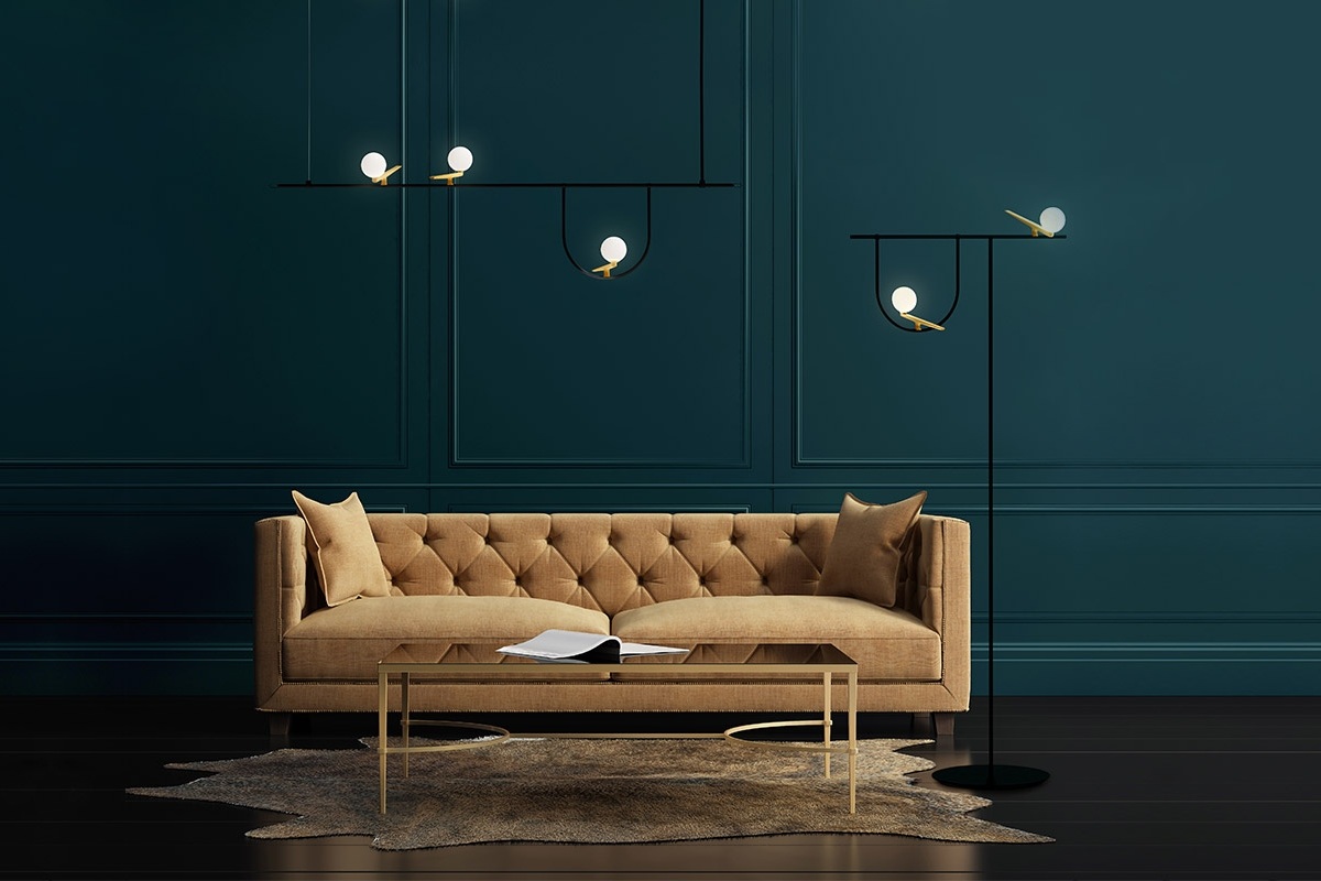 designerska lampa podłogowa LED z kulami