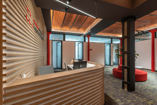 reception lighting in an office building