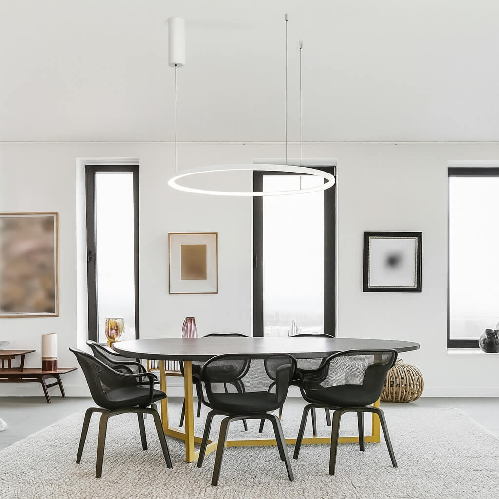 lampa ring LED w jadalni