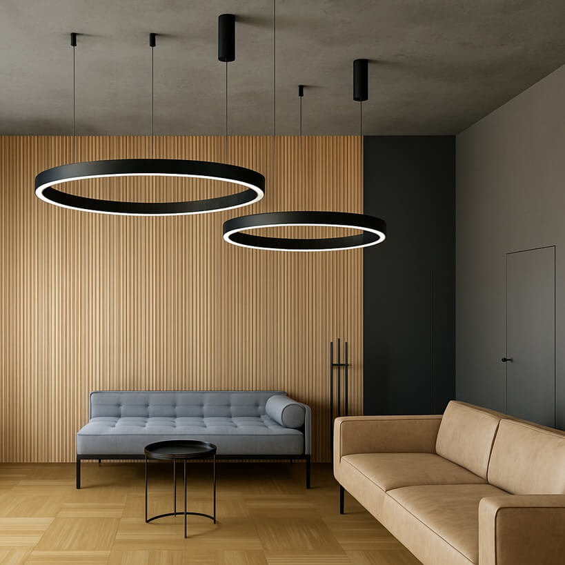 lampa wisząca LED 2 czarne koła