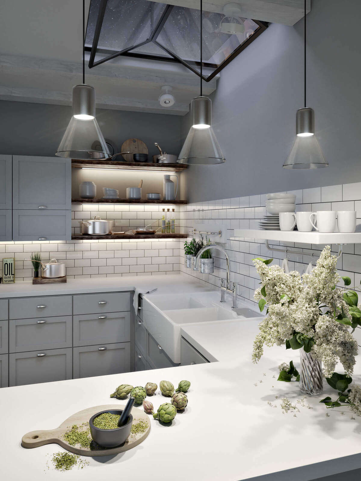 transparent glass lamps for the kitchen