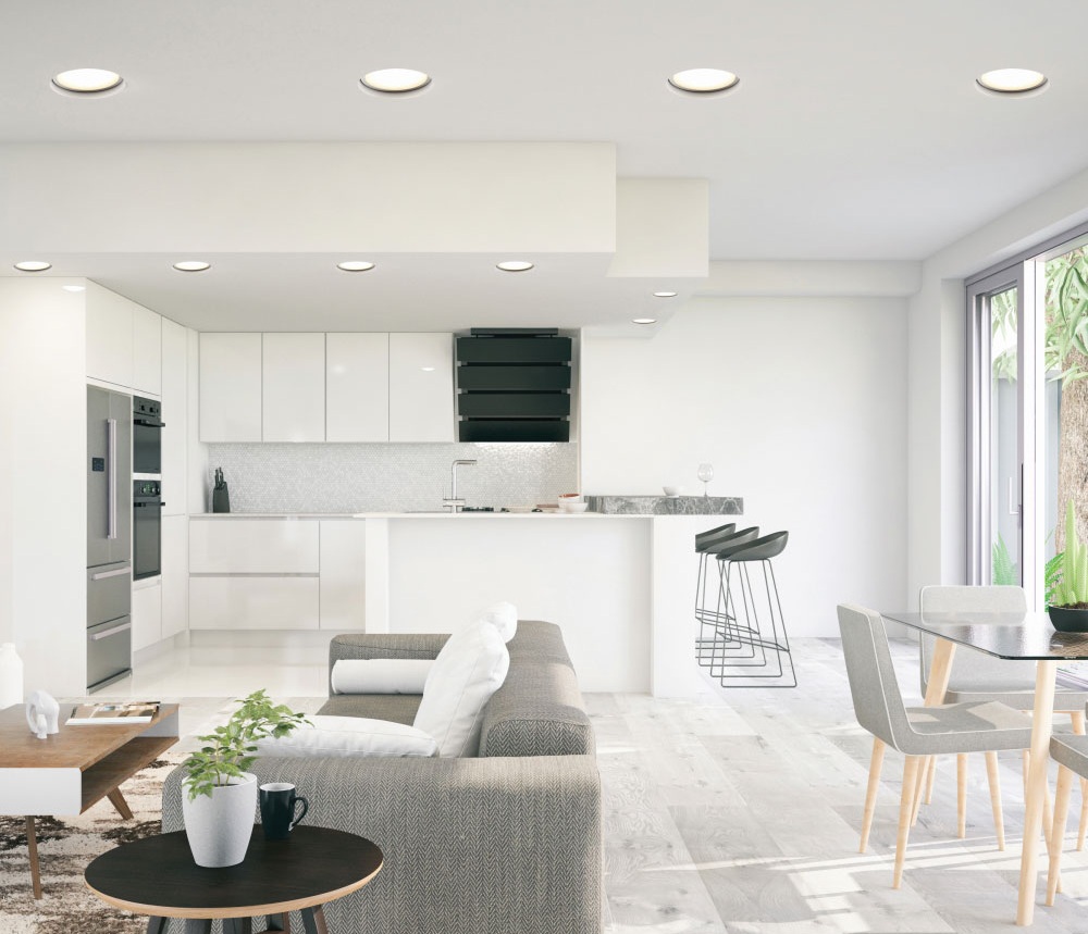 trimless led lamps into the ceiling