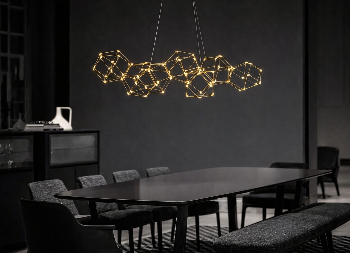 złota designerska lampa wisząca LED