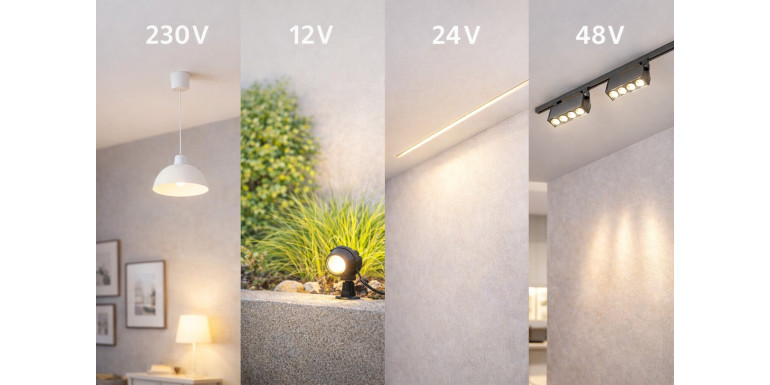 Napięcie w oświetleniu LED – 230V, 12V, 24V czy 48V? Porównanie i zastosowania